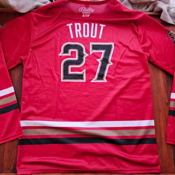 Anaheim Ducks Other - Mike Trout Los Angeles Angels x Anaheim Ducks NHL Hockey Sweater Jersey SGA XL